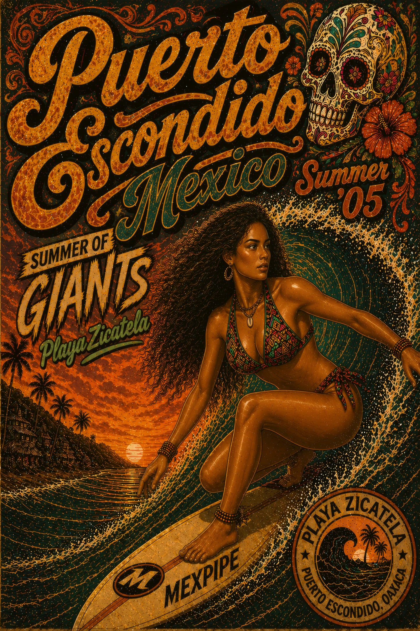 Puerto Escondido, Mexico | Summer of Giants Surf Poster